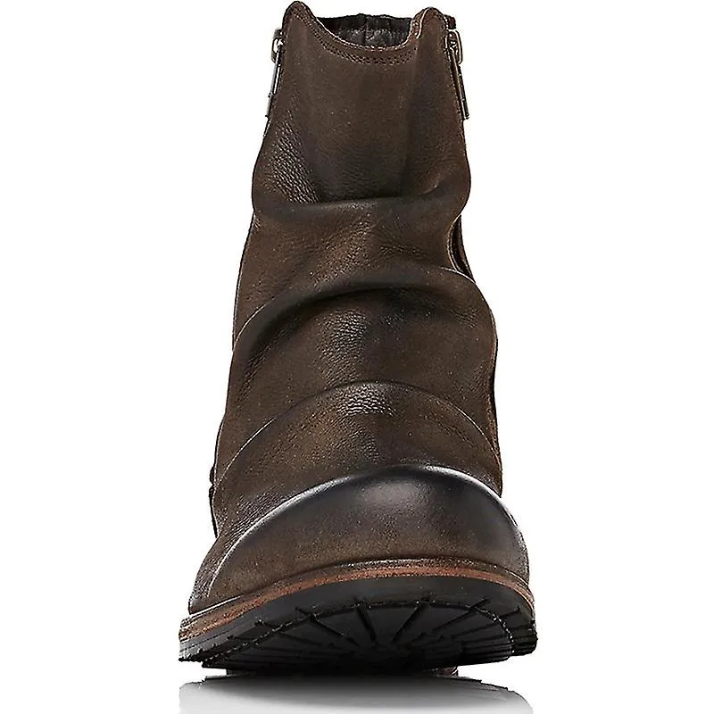 2021 Botas de hombre con cremallera lateral Fashion Round Head Retro Thick Heel Casual Boots Western Work