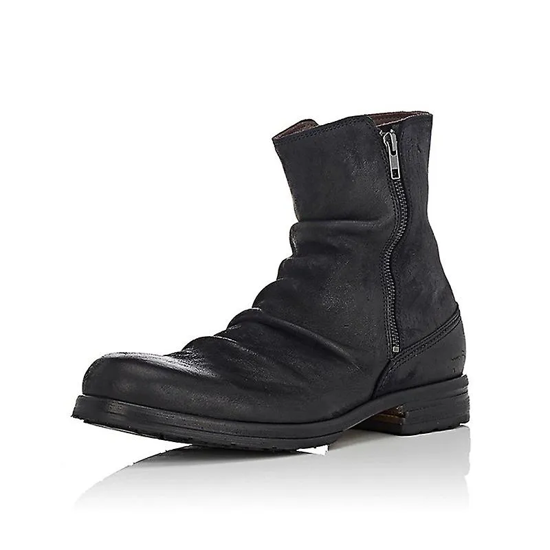2021 Botas de hombre con cremallera lateral Fashion Round Head Retro Thick Heel Casual Boots Western Work