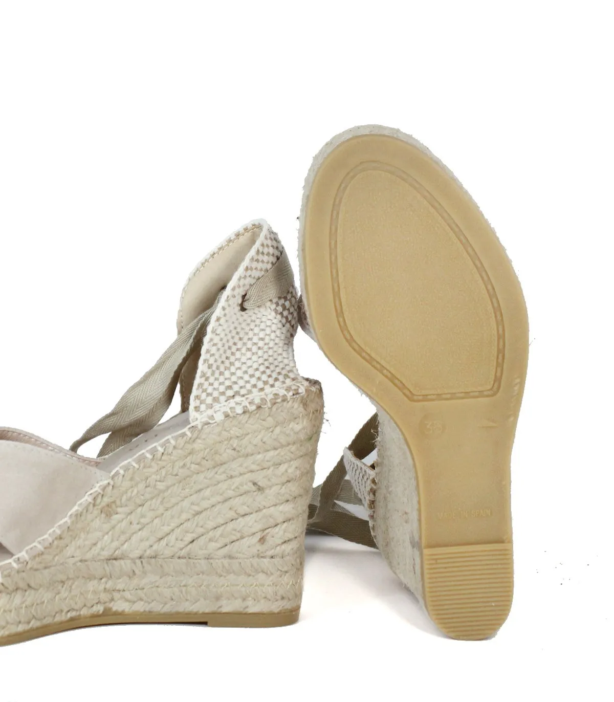 ALPARGATAS DE CUÑA EN SERRAJE CON CRISTALES BEIGE MACARENA FLAVIA