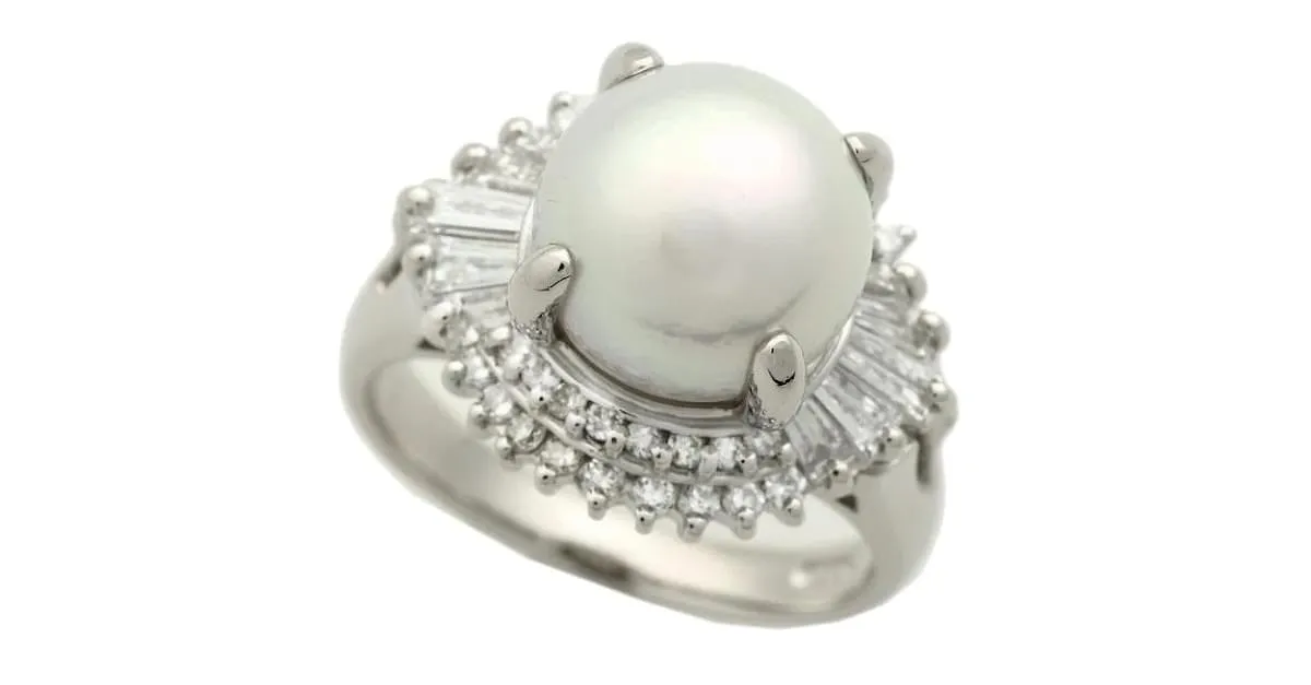& Other Stories Anillo de perlas de platino LuxUness Anillo de metal en excelentes condiciones Plata 