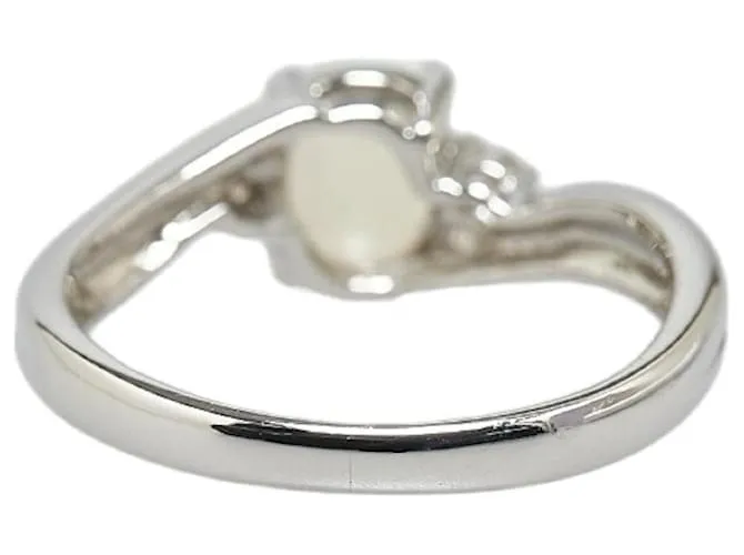 & Other Stories Anillo de platino Pt850 con ópalo de 0.5 ct y diamante de 0.04 ct, tamaño 9.5 en excelente estado Plata 