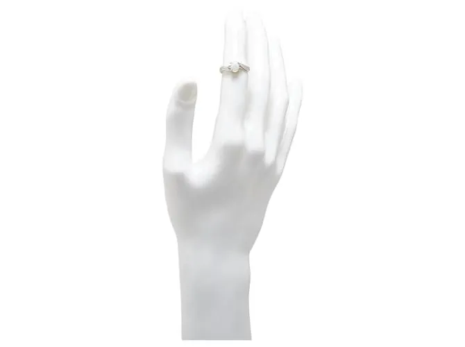& Other Stories Anillo de platino Pt850 con ópalo de 0.5 ct y diamante de 0.04 ct, tamaño 9.5 en excelente estado Plata 