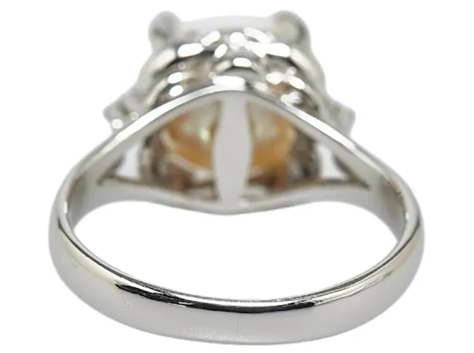 & Other Stories Anillo de platino Pt900 con perla de 3.8 mm y diamante de 0.02 ct en excelente estado Plata 