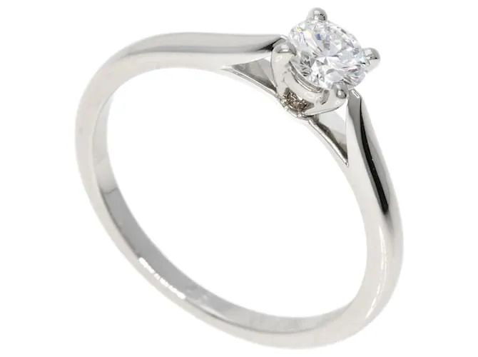 Anillo Cartier Solitaire Diamante #45 en Platino Plata 