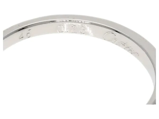 Anillo Cartier Solitaire Diamante #45 en Platino Plata 