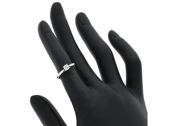 Anillo Cartier Solitaire Diamante #45 en Platino Plata 