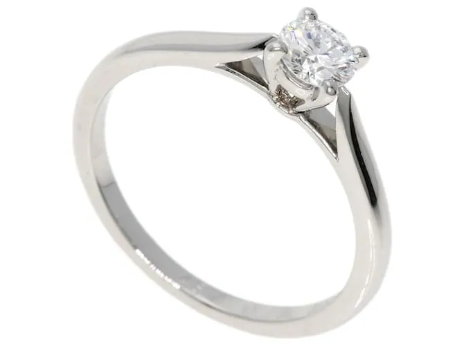 Anillo Cartier Solitaire Diamante #45 en Platino Plata 