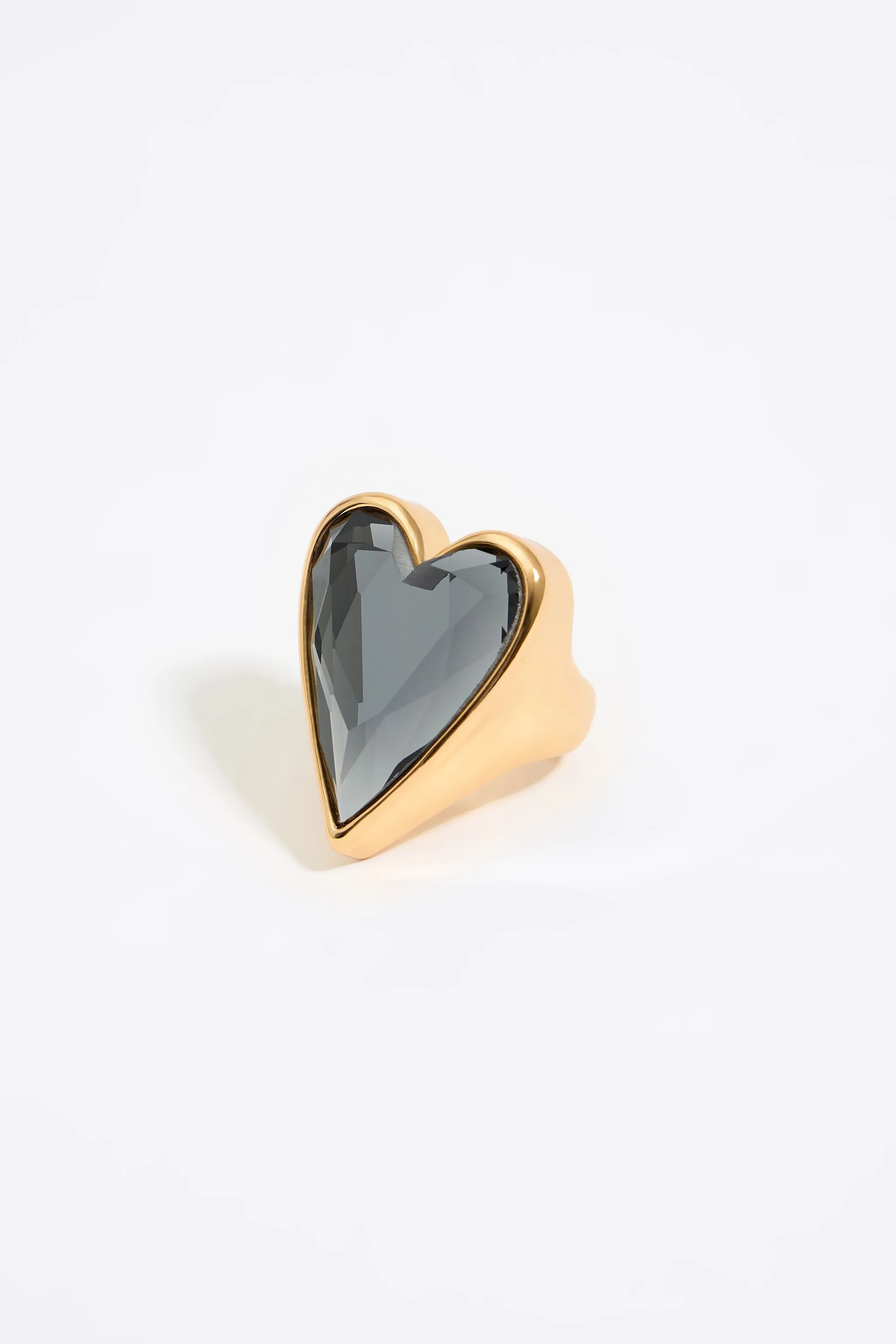 Anillo corazón cristal fumé