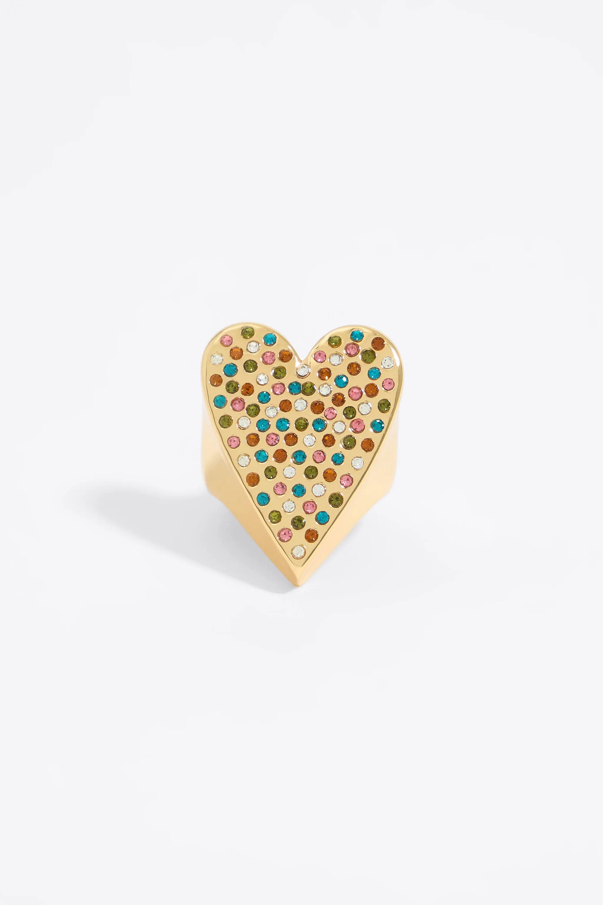 Anillo corazón cristales multicolor