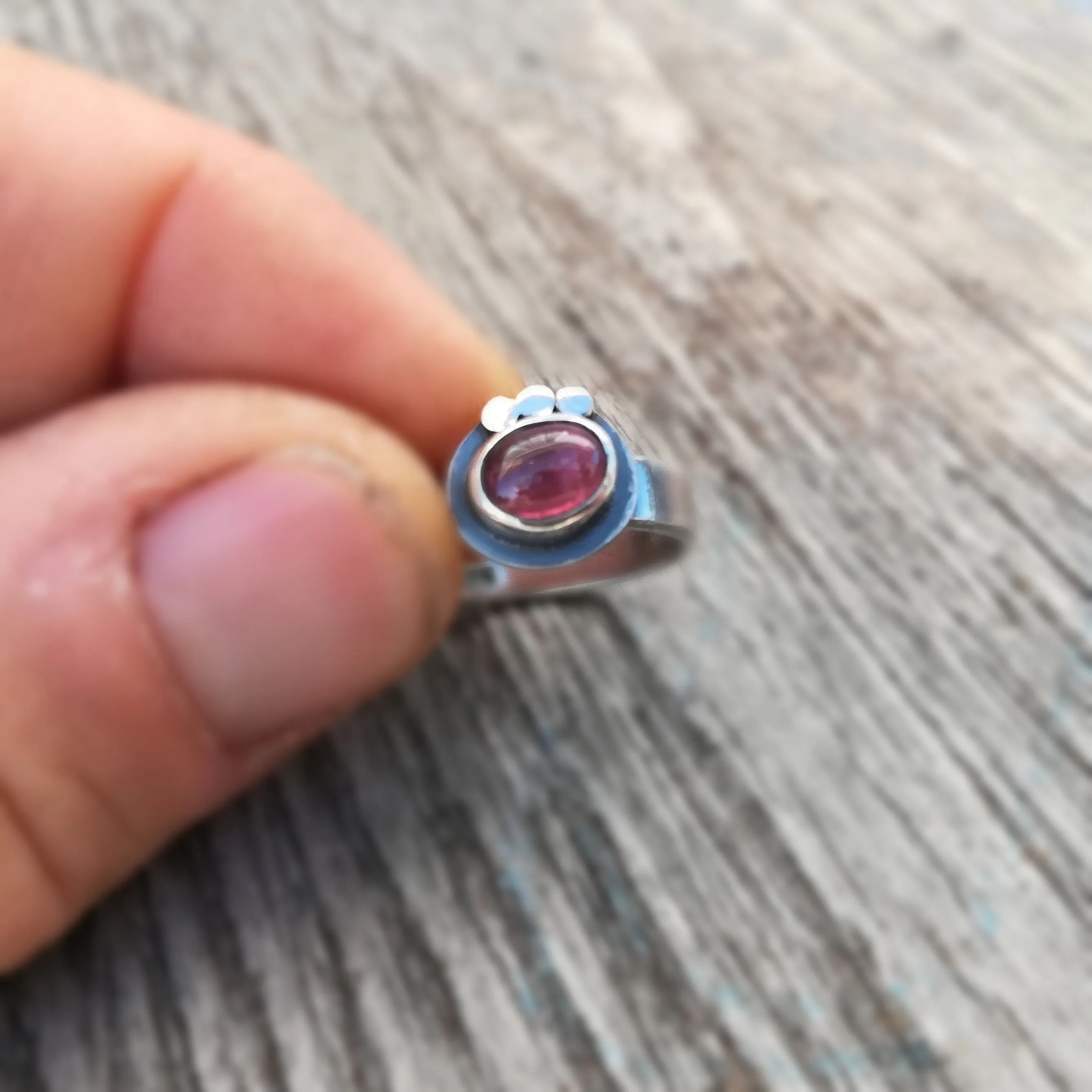 Anillo de Turmalina y  Plata de Ley | Hecho a Mano Talla 15 (7 1/2US)