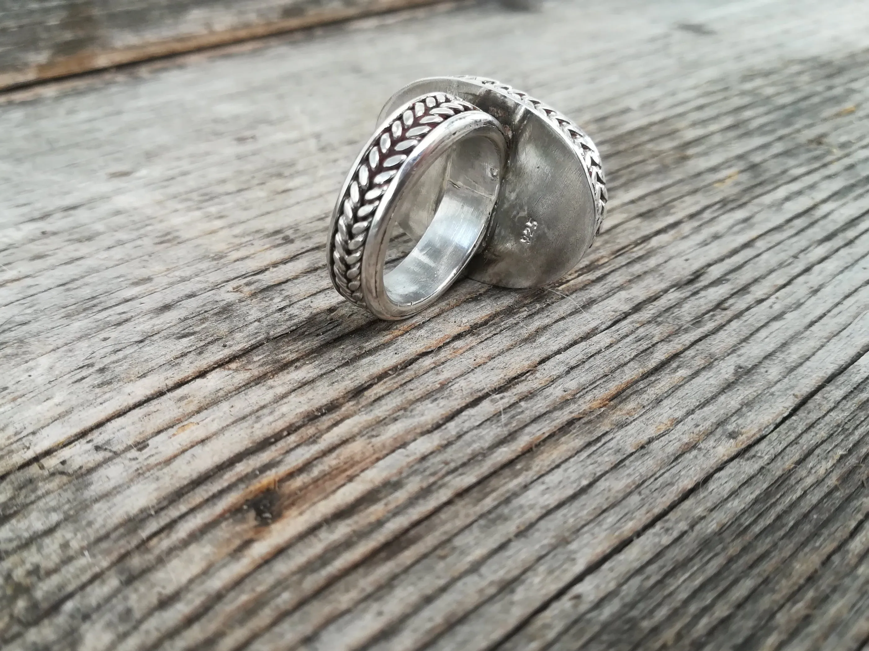 Anillo de Turquesa y  Plata de Ley | Hecho a Mano Talla 15 (7  1/4US)