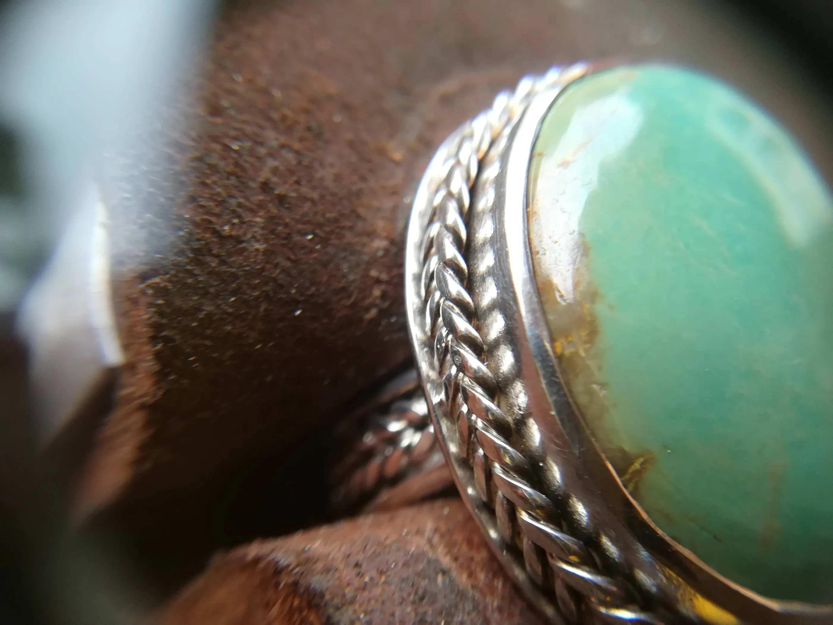 Anillo de Turquesa y  Plata de Ley | Hecho a Mano Talla 15 (7  1/4US)