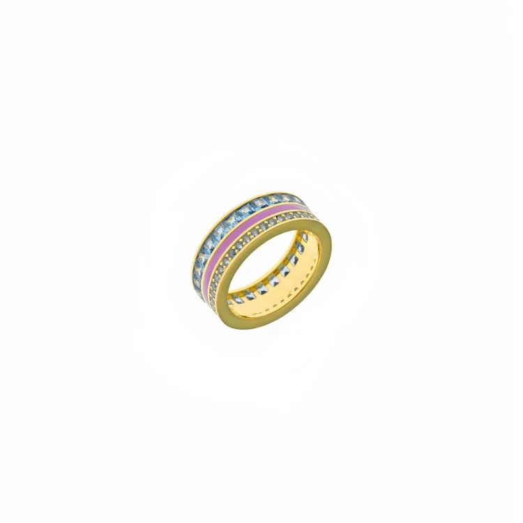 Anillo Plata chapada en Oro con esmalte y circonitas 136S0313