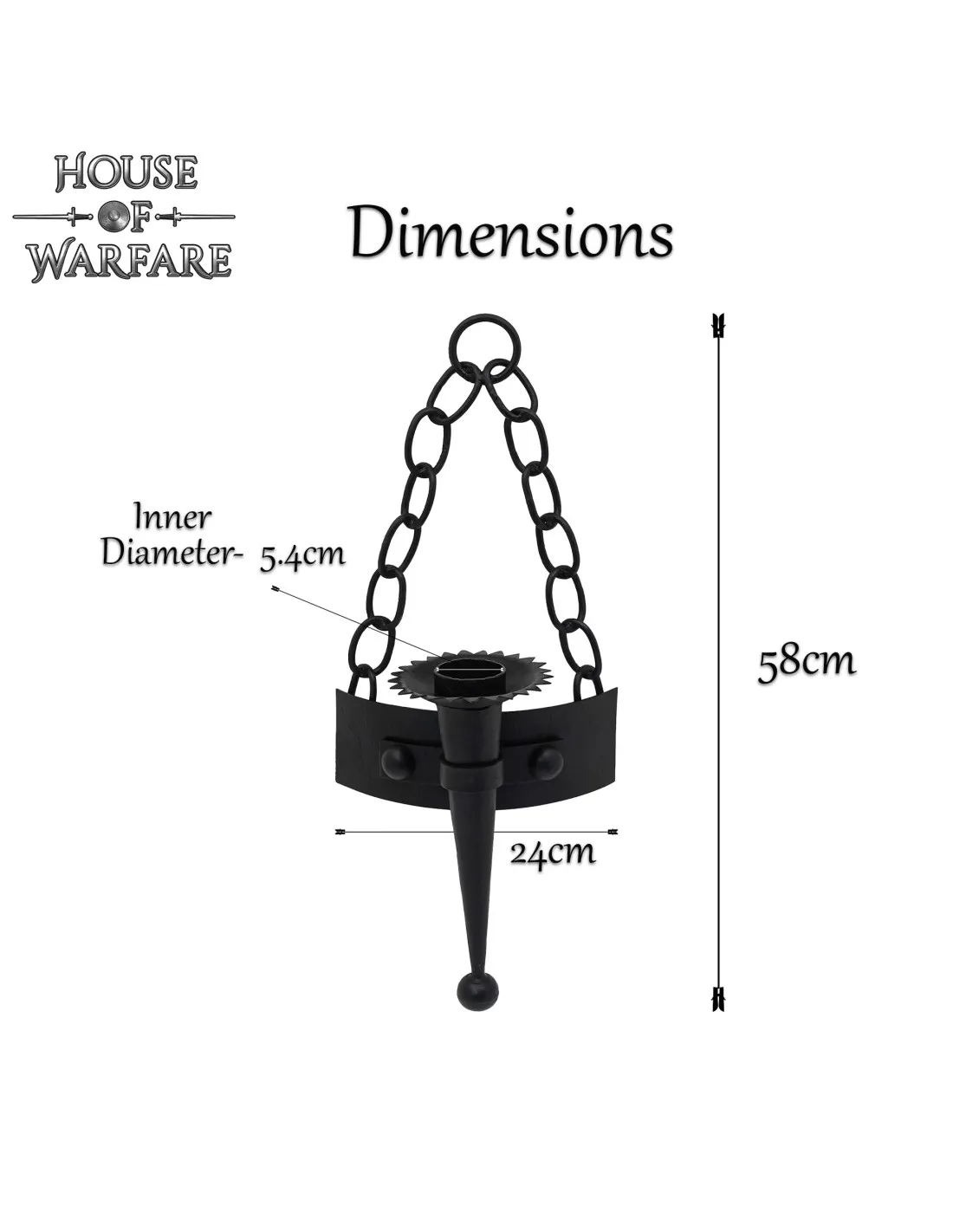 Aplique medieval cadenas de pared para 1 vela