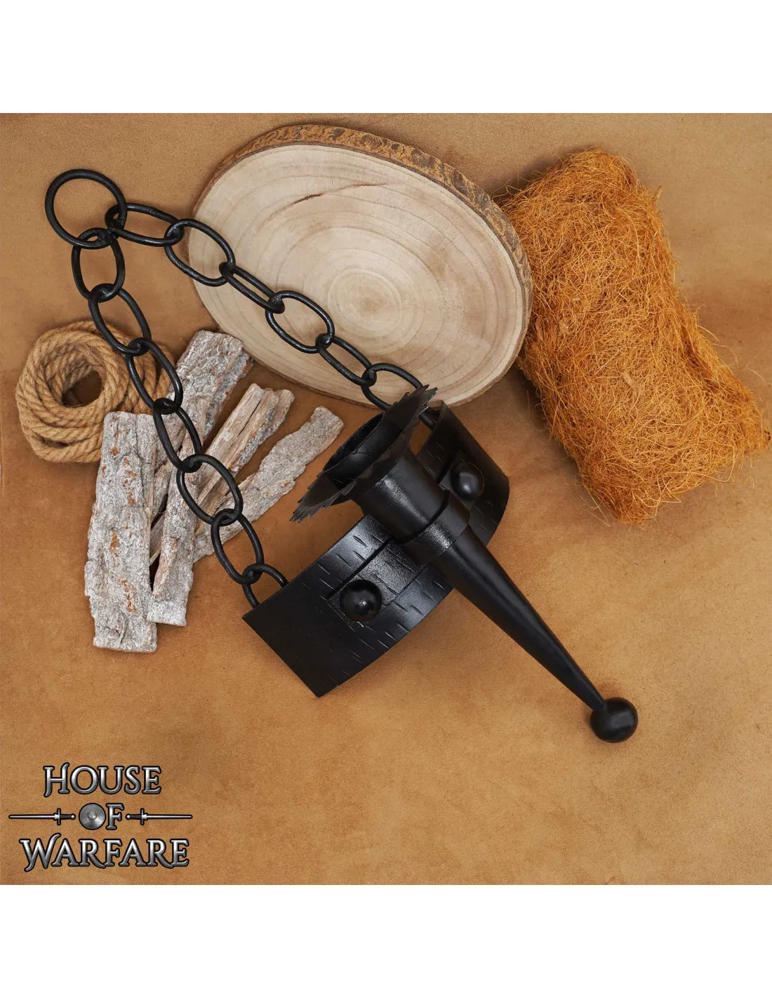 Aplique medieval cadenas de pared para 1 vela