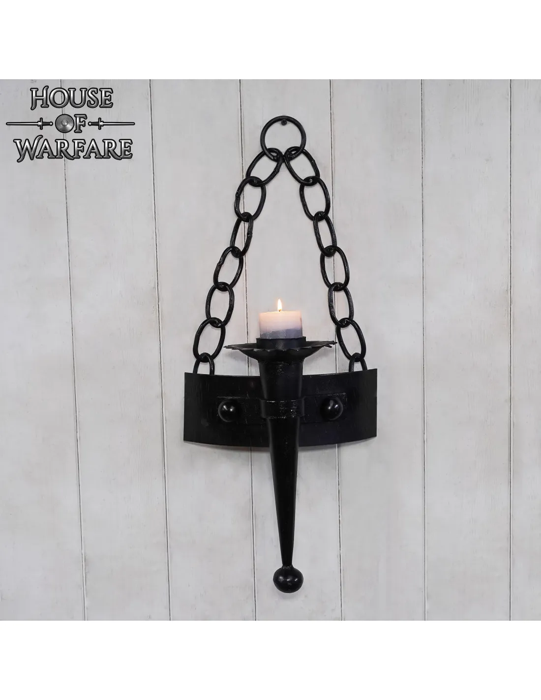 Aplique medieval cadenas de pared para 1 vela