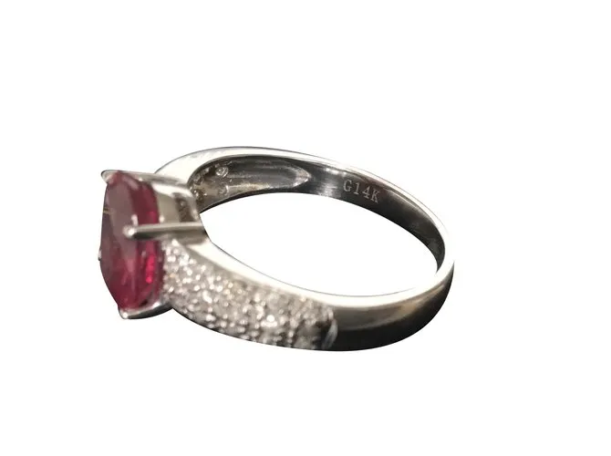 Autre Marque Anillo de rubí y diamante natural. Rosa 