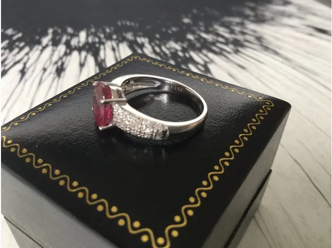 Autre Marque Anillo de rubí y diamante natural. Rosa 