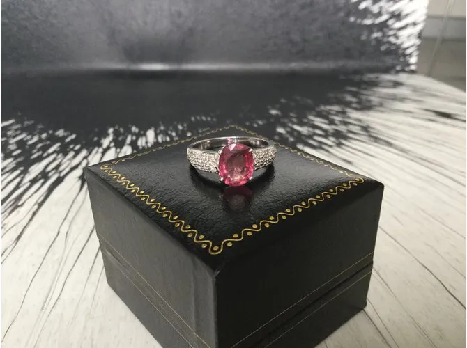 Autre Marque Anillo de rubí y diamante natural. Rosa 