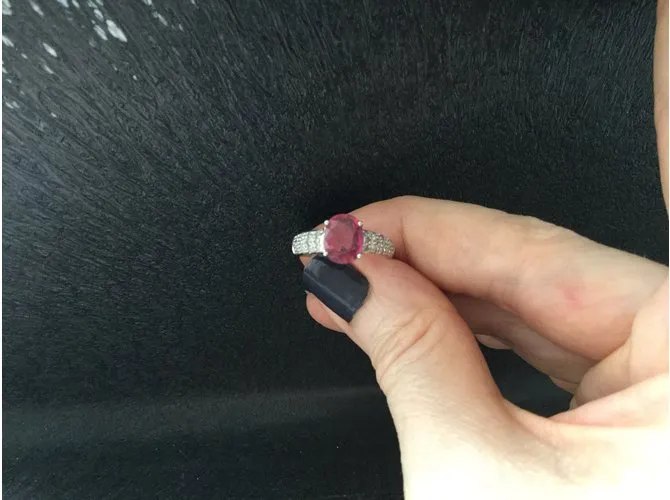 Autre Marque Anillo de rubí y diamante natural. Rosa 