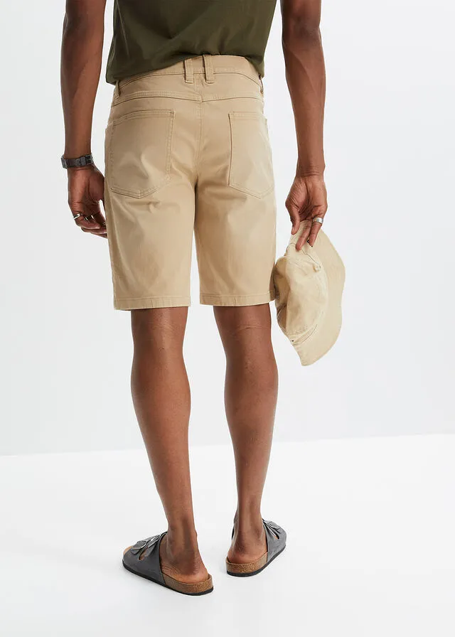 Bermudas elásticas de colores, regular fit Beige nuevo desgastado