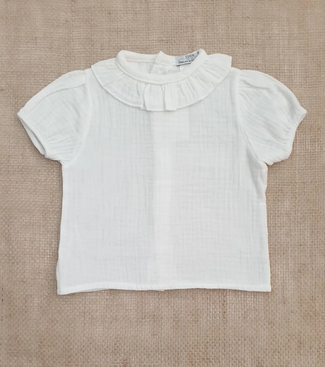 Blusa bebé infantil 100% Algodón manga corta R130401 BLANCO ROTO