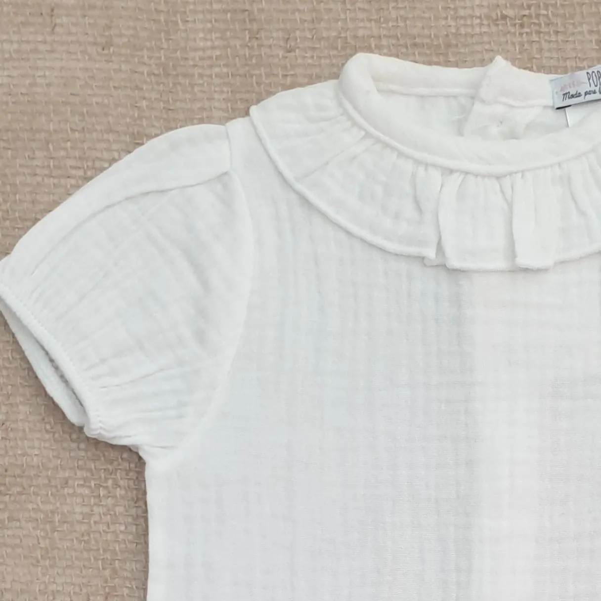 Blusa bebé infantil 100% Algodón manga corta R130401 BLANCO ROTO