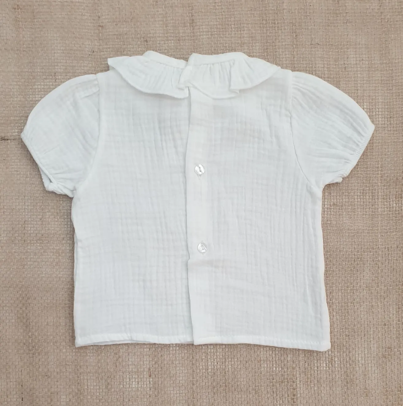 Blusa bebé infantil 100% Algodón manga corta R130401 BLANCO ROTO