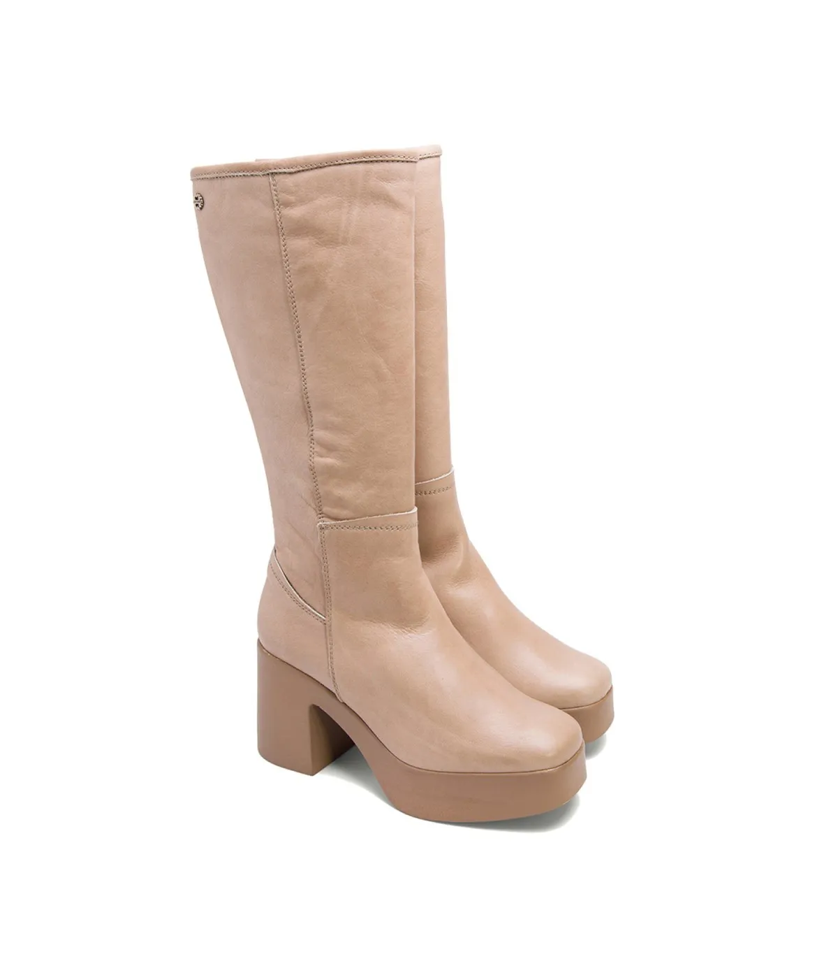 BOTAS DE TACÓN TAUPE CON CREMALLERA LEA