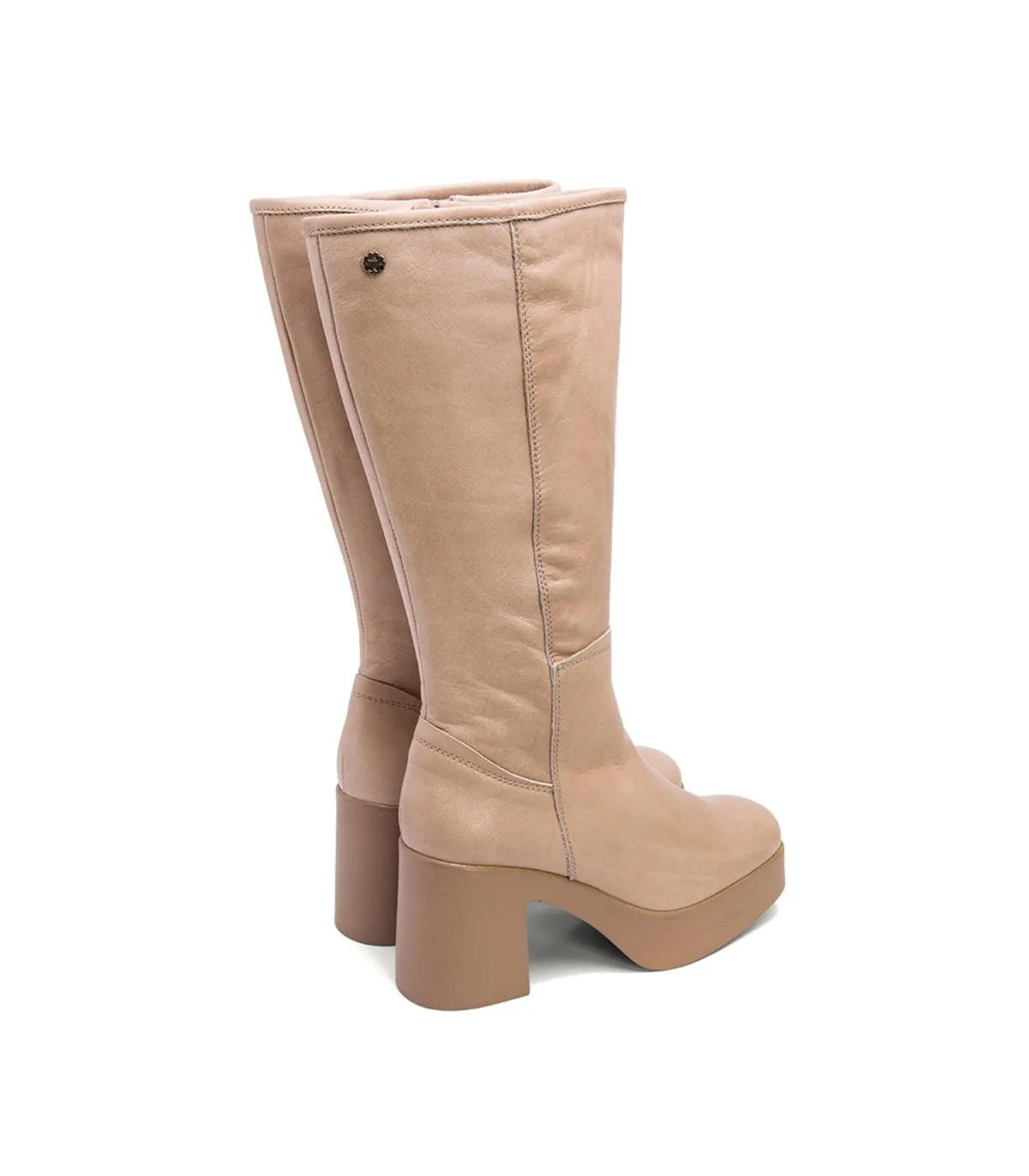 BOTAS DE TACÓN TAUPE CON CREMALLERA LEA