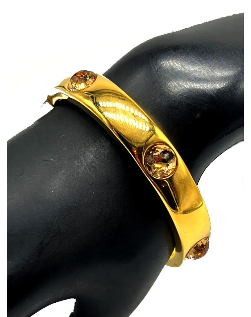 BRAZALETES DORADOS CHAPADOS EN ORO CON CRISTAL TOPAZ