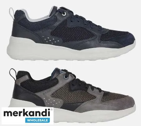 Calzado de piel para hombre Geox dos colores gris y azul