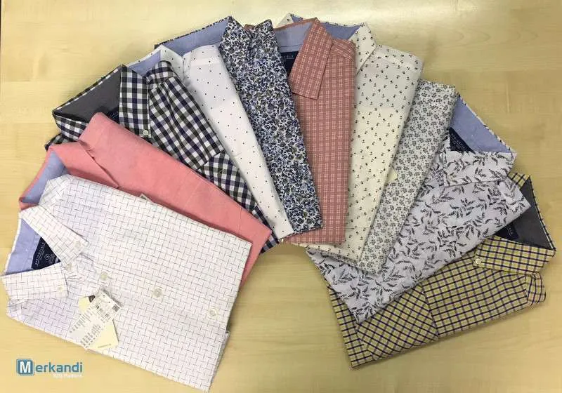 Camisa de manga corta 100% algodón para hombre Variaciones Cuadros Colores lisos