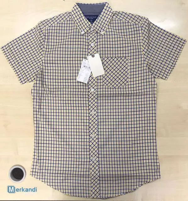 Camisa de manga corta 100% algodón para hombre Variaciones Cuadros Colores lisos