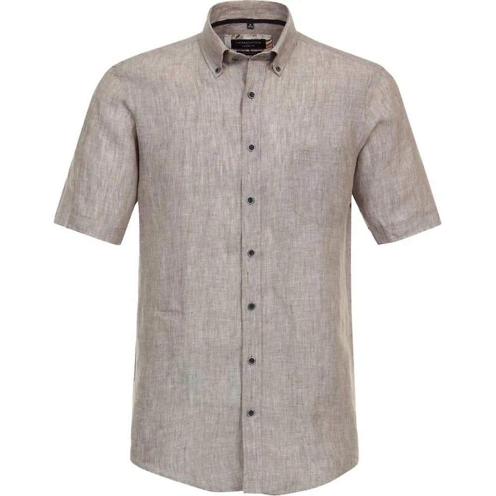 Camisa de manga corta con cuello de botón y cuello corto para hombre CASA MODA Casa Moda para hombre de talla grande casual fit 