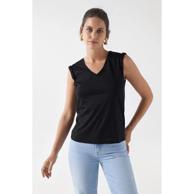 CAMISETA CON DETALLE TRENZADO MUJER SALSA