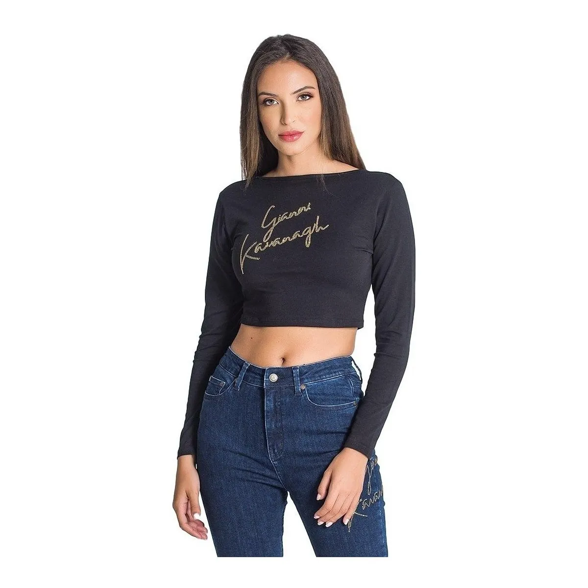 Camiseta  con Diamantes Negro