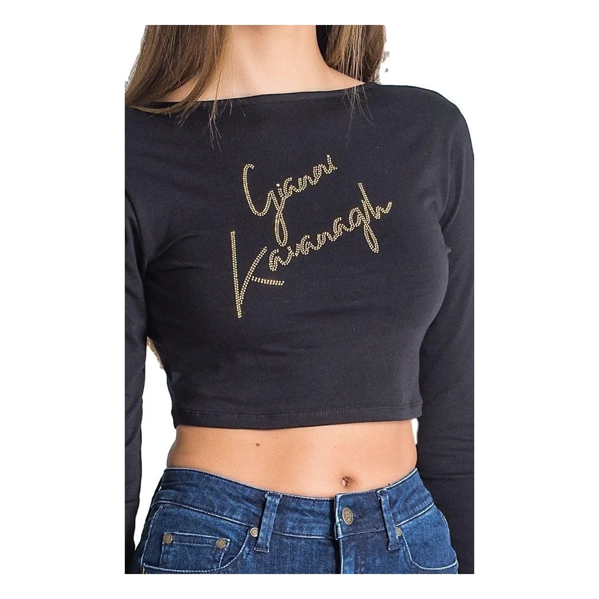 Camiseta  con Diamantes Negro