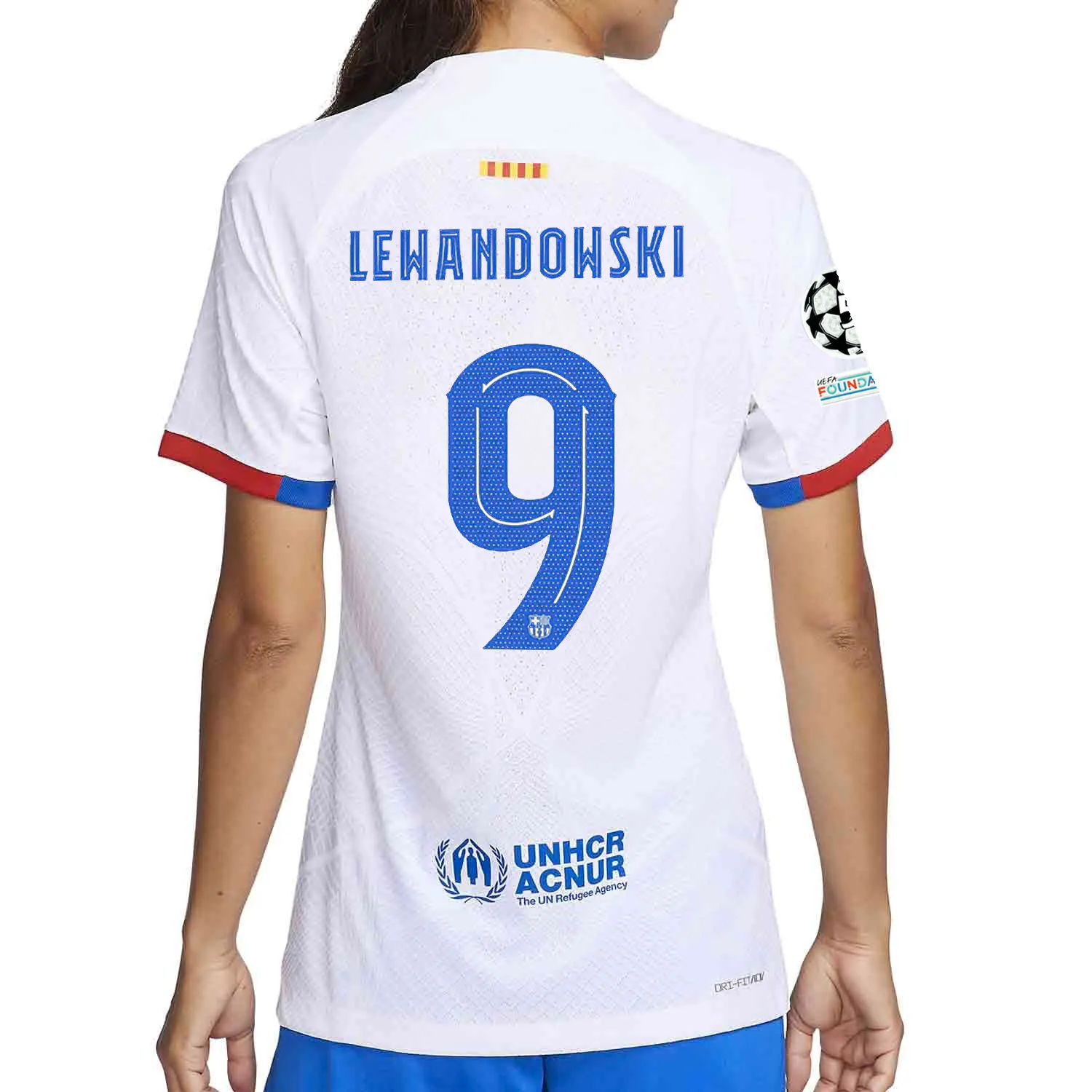 Camiseta Nike 2a Barcelona mujer Lewandowski 23 24 Match UCL