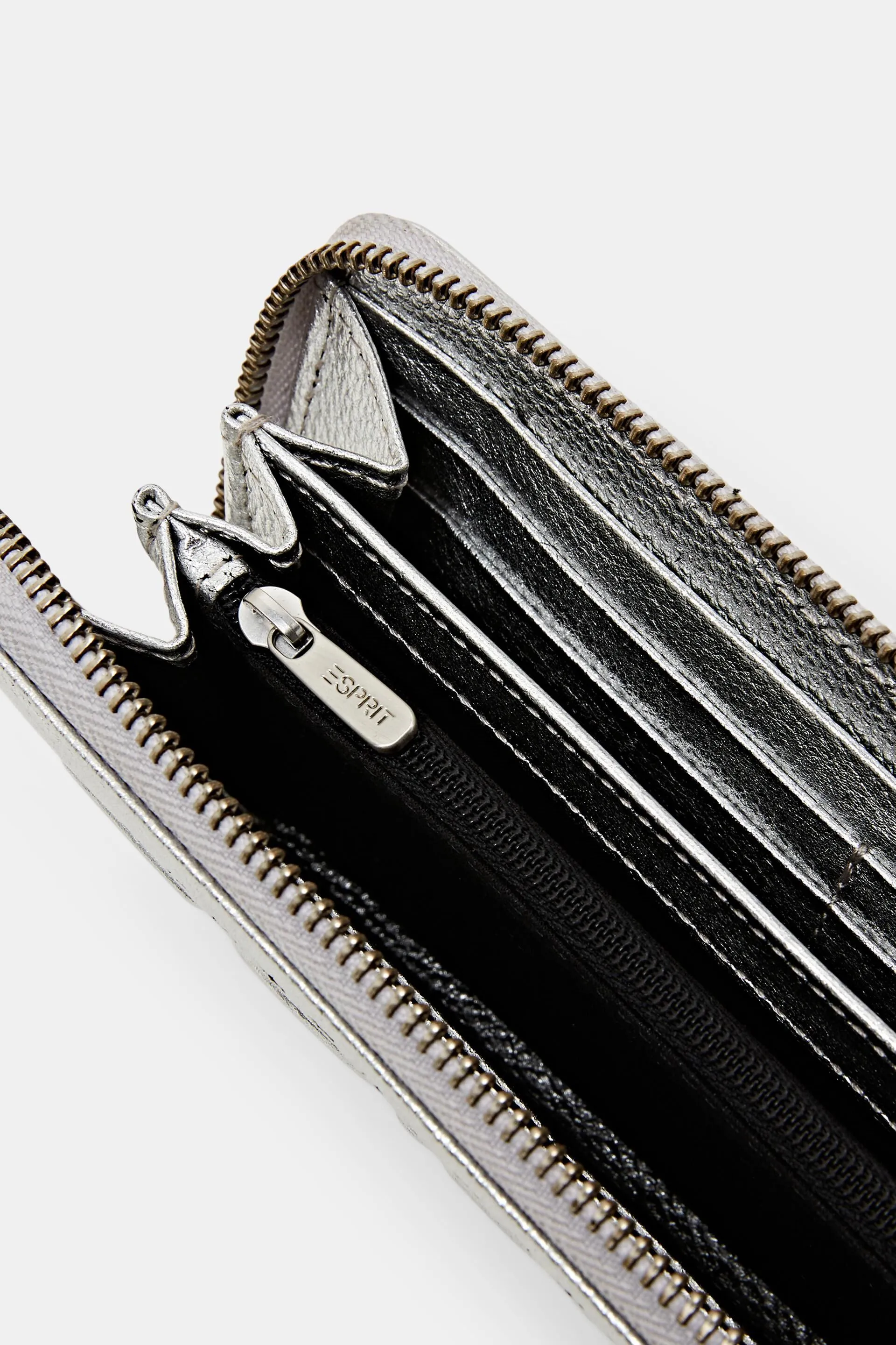 Cartera con cremallera, de piel con logotipo