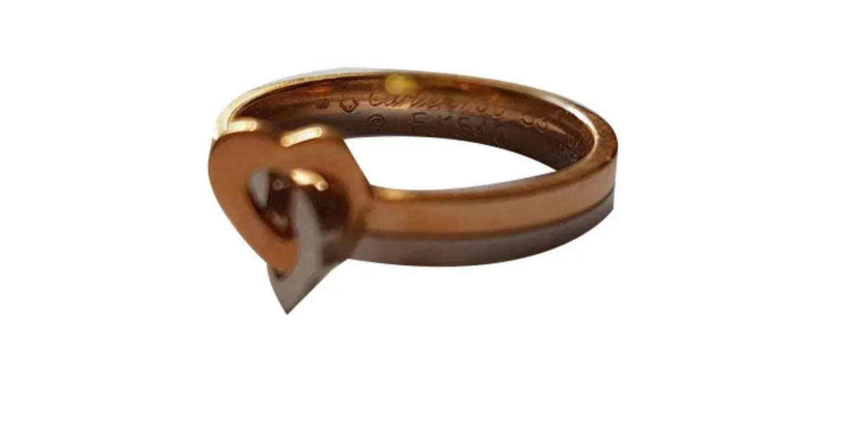 Cartier Two Hearts Motif Anillo De Oro Dorado 