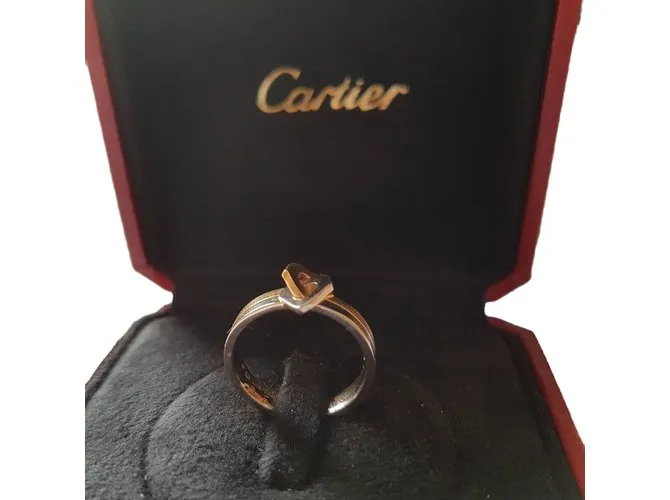 Cartier Two Hearts Motif Anillo De Oro Dorado 