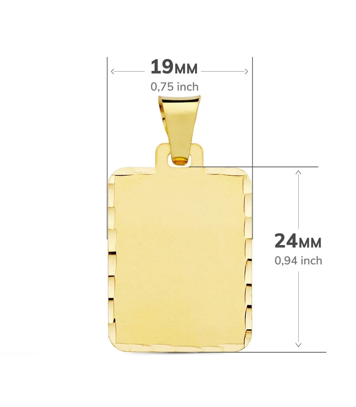 Chapa Colgante rectangular tallado Oro 18K 24 mm