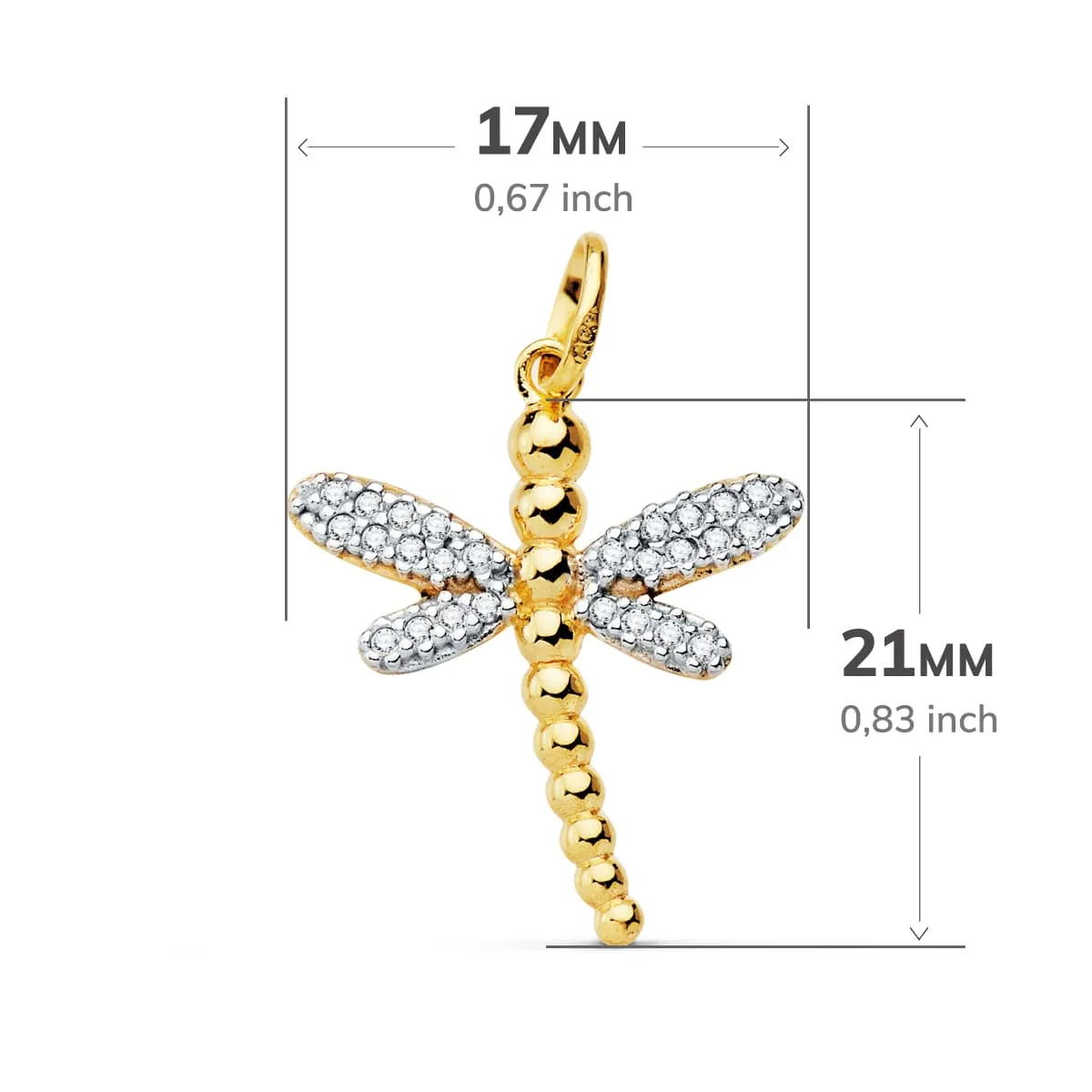Colgante Oro Libélula 21 x 17 mm.