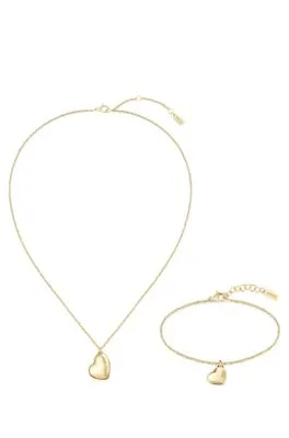 Collar y pulsera con colgante de corazón en caja de regalo