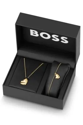 Collar y pulsera con colgante de corazón en caja de regalo