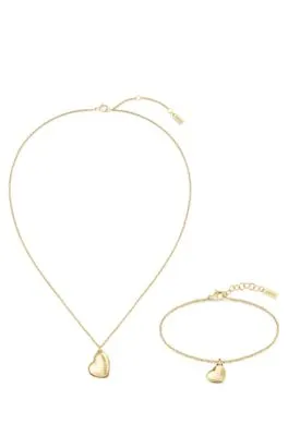 Collar y pulsera con colgante de corazón en caja de regalo