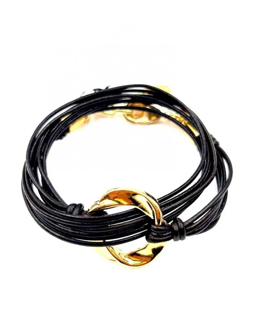 COLLARES CUERO MUJER CON DECORACION DORADA MUY ACTUAL