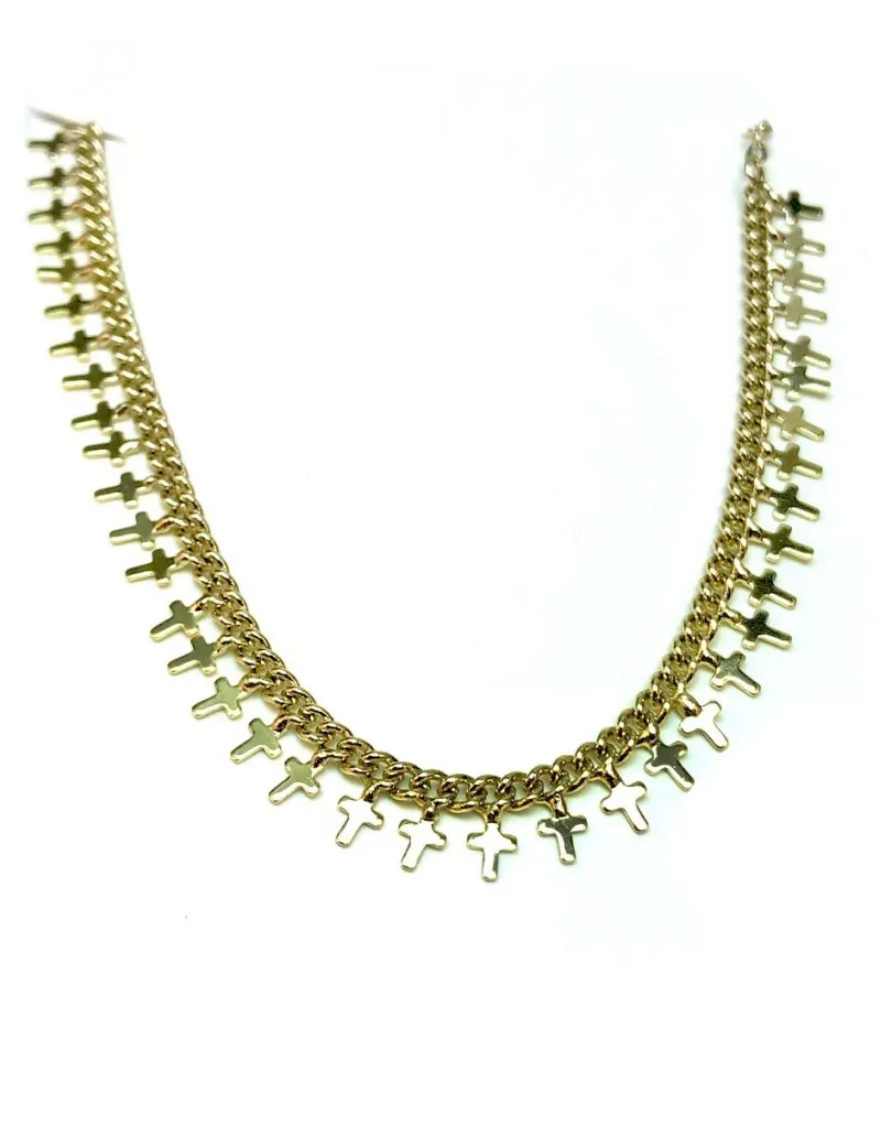 COLLARES DE MODA DORADOS DE MUJER EN ACERO CON CRUCES  ONLINE Y MADRID