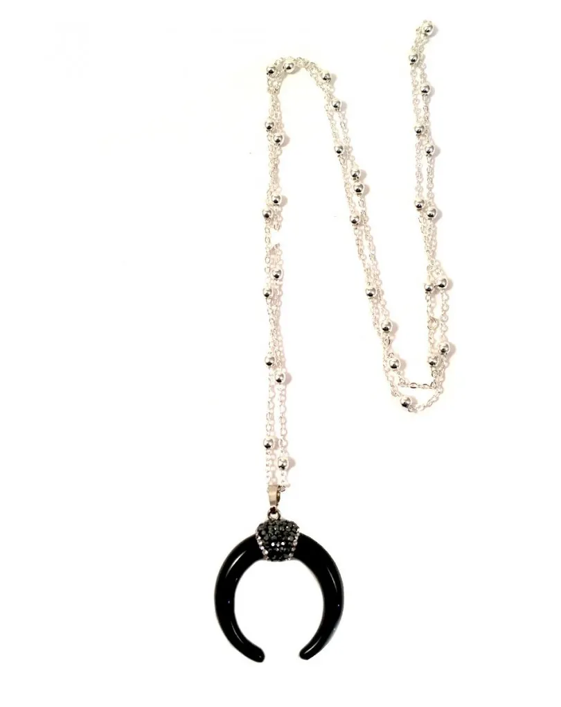 COLLARES LARGOS ESTILO ETNICOS CON COLMILLO NEGRO, COLLARES MODA TENDENCIA